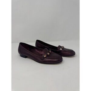 Antonio Melani Driving Loafers Womens 6.5M Leather Slip on Flats Purple New